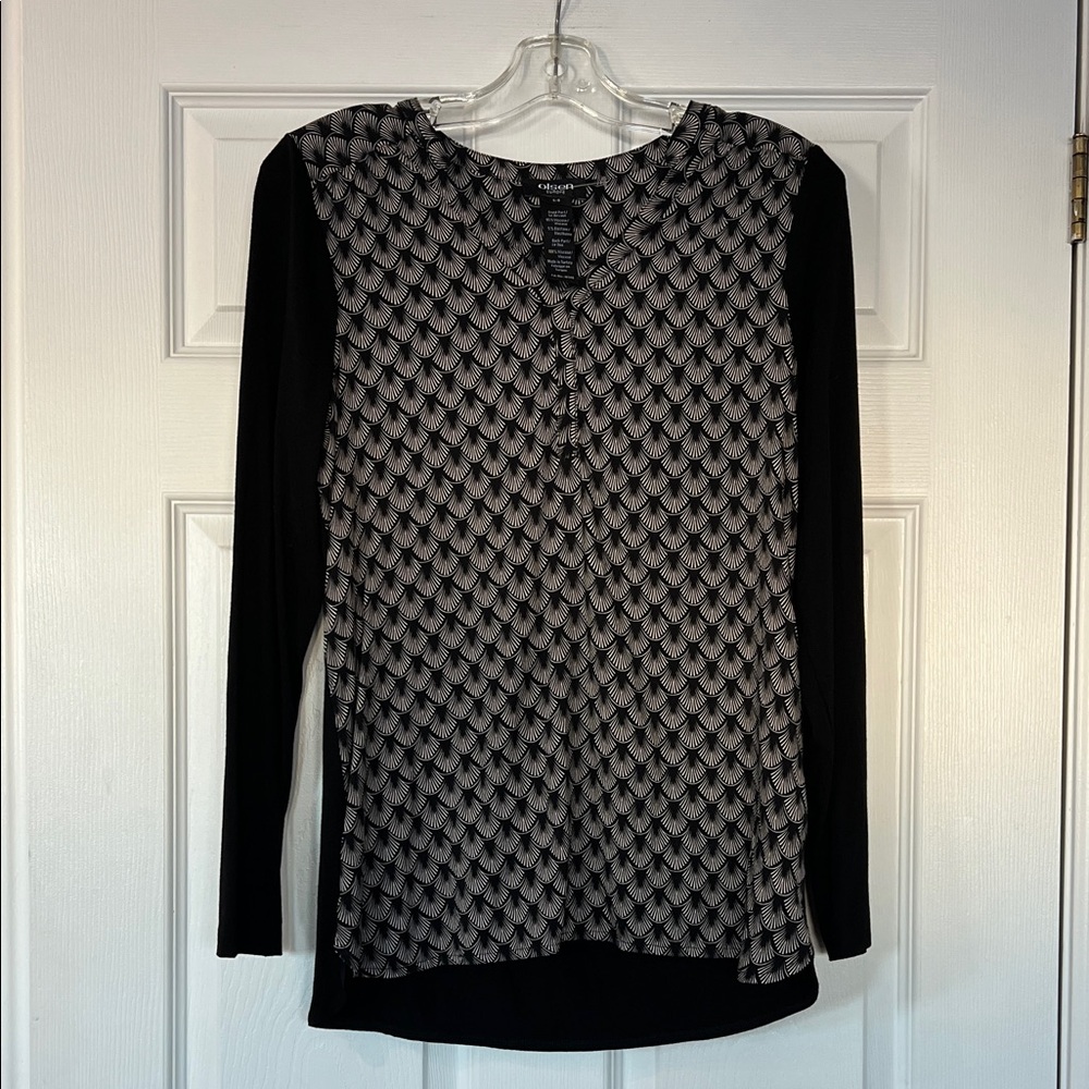 Olsen Europe Black and Gray Long Sleeve Top